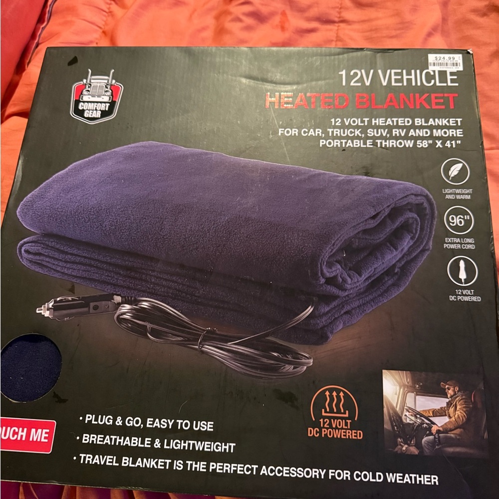 12V Vehicle Heated Blanket in Navy